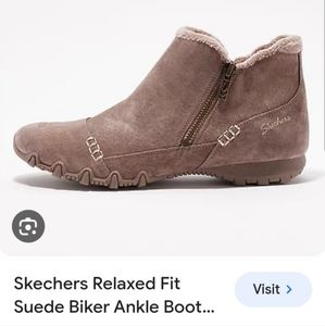NWT Skechers Suede Relaxed Zip Up Biker Ankle Boots-Womens 11W - Mushroom Color